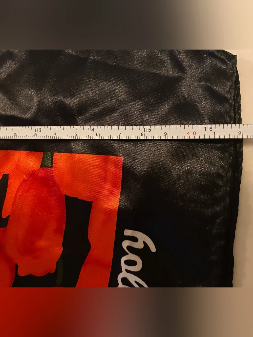 Robin Ruth Vintage Holland Floral Scarf Vibrant Red Tulip Print Black Border